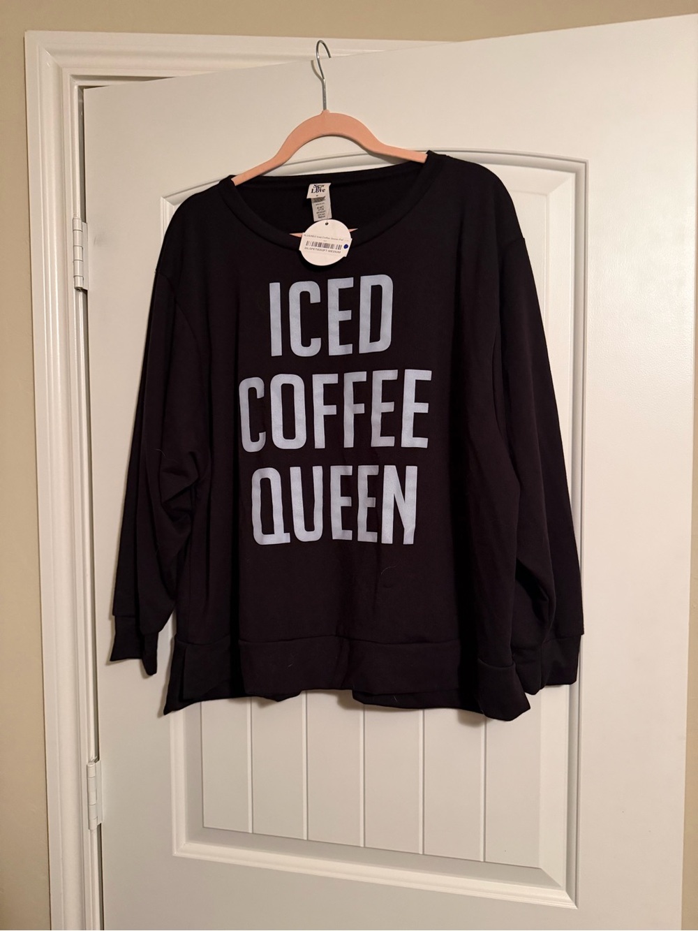Sew in Love Iced Coffee Queen Black Pullover Top Medium NWT